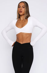 Sync Long Sleeve Crop White