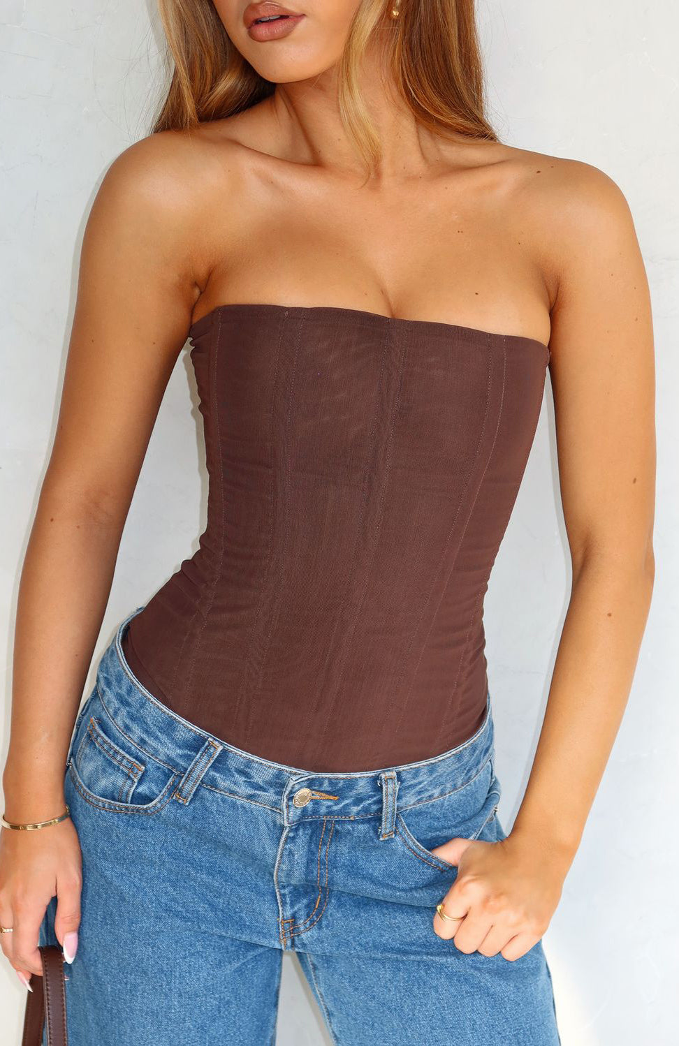 Tell Me A Secret Strapless Bustier Chocolate