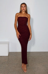Mad Love Strapless Maxi Dress Burgundy