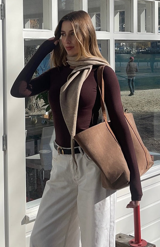 Only For Tonight Long Sleeve Top Dark Chocolate