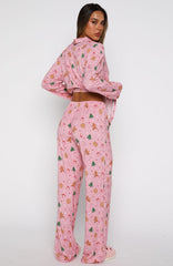 Pillow Talk Printed Long Sleeve Pyjama Set Candy Kiss