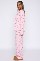 Pillow Talk Printed Long Sleeve Pyjama Set Candy Breakfast