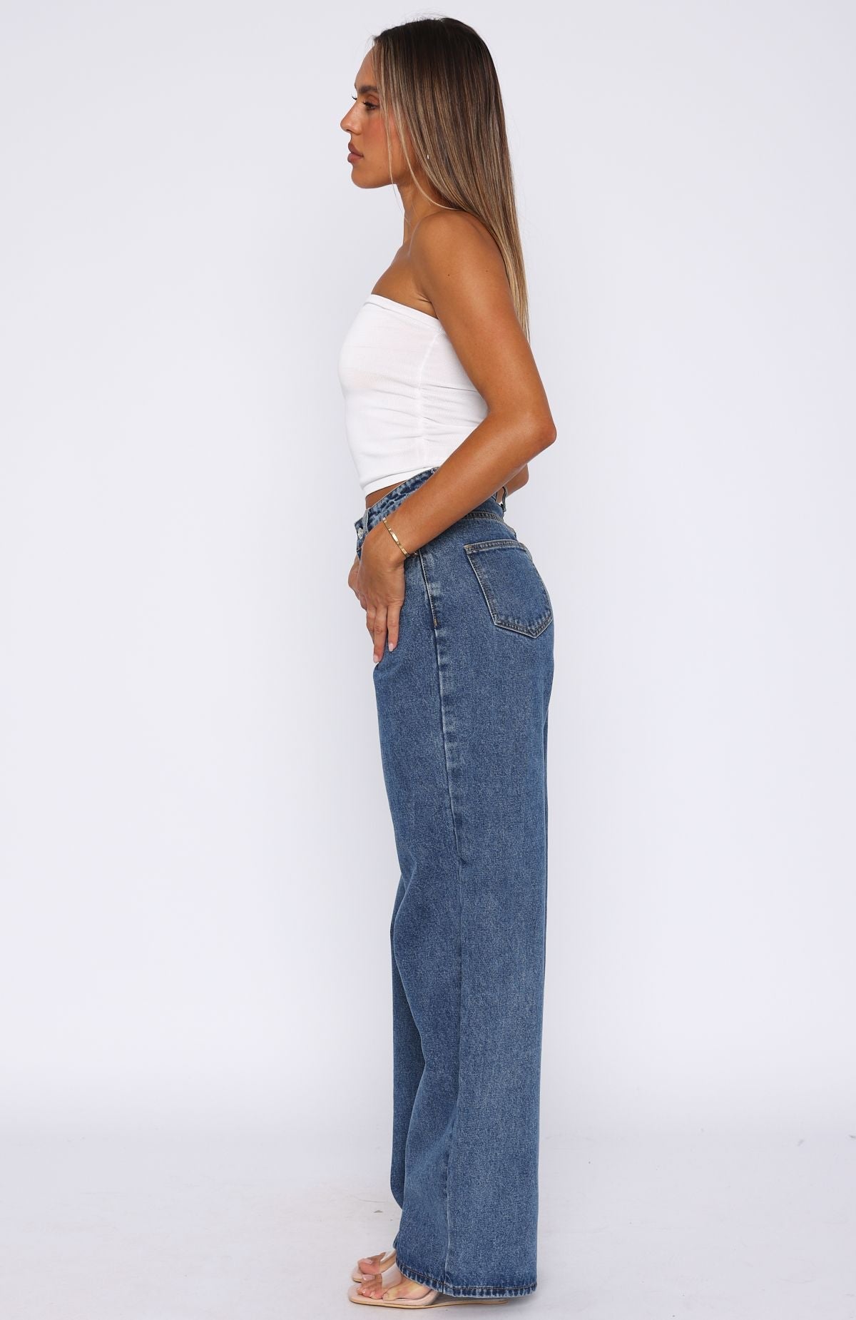 Bring The Style High Rise Wide Leg Jeans Admiral Blue
