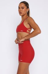She's Healthy Sports Crop Cherry Red