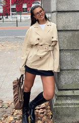 She's Popular Cropped Trench Sand