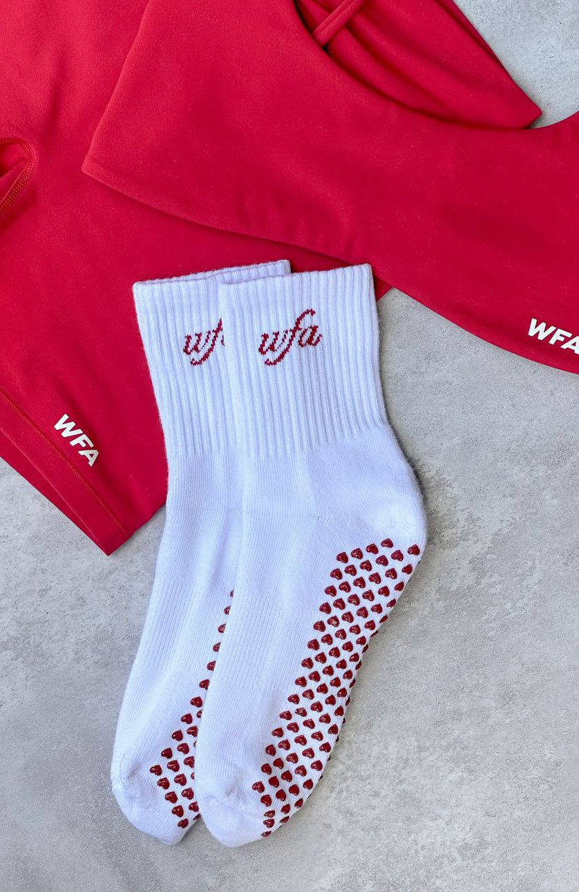 Energy Is Infinite Grip Socks White/Red