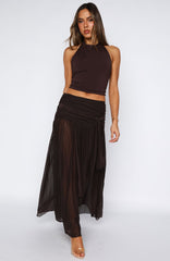 It's Showtime Maxi Skirt Chocolate