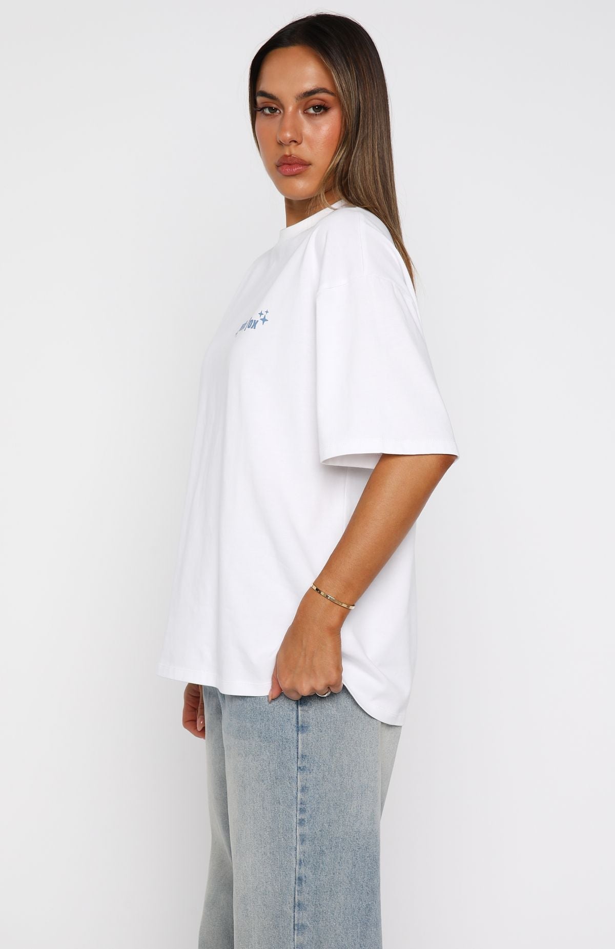 Pretty In Print Oversized Tee White