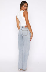 Zara Mid Rise Straight Leg Jeans Light Blue