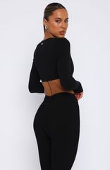 Sync Long Sleeve Crop Black