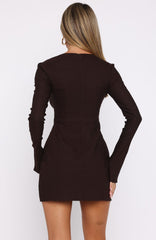 Living For Love Long Sleeve Mini Dress Chocolate