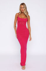Deep Love Knit Maxi Dress Fuschia