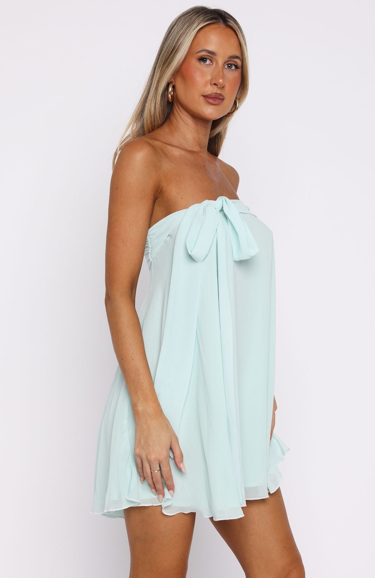 She's So Pretty Strapless Mini Dress Ice Blue