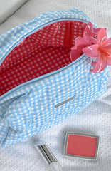 Getting Ready Cosmetic Bag Blue Gingham