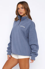 Core Classic Zip Front Sweater Ocean