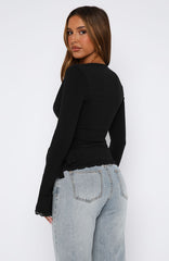 Cater To You Long Sleeve Top Black