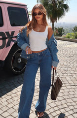 Bring The Style Low Rise Wide Leg Jeans Admiral Blue