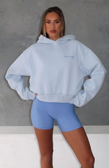 Serving Up Cropped Hoodie Baby Blue