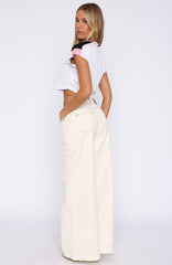 Elena Low Rise Wide Leg Jeans Cream
