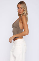 So Tempting Halter Top Olive