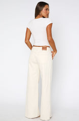 Summer Mid Rise Wide Leg Jeans Cream