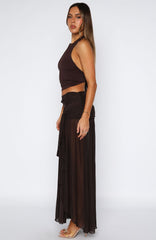 It's Showtime Maxi Skirt Chocolate