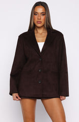 Rival Faux Suede Blazer Chocolate