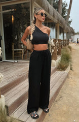 Live It Up Linen Pants Black