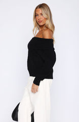 You Don't Need Me Off Shoulder Knit Sweater Black