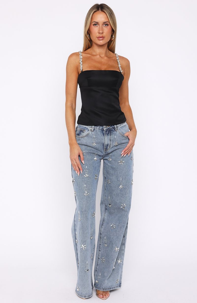 No More Excuses Mid Rise Wide Leg Jeans Mid Blue