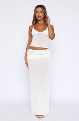 Stand And Stare Knit Maxi Skirt White