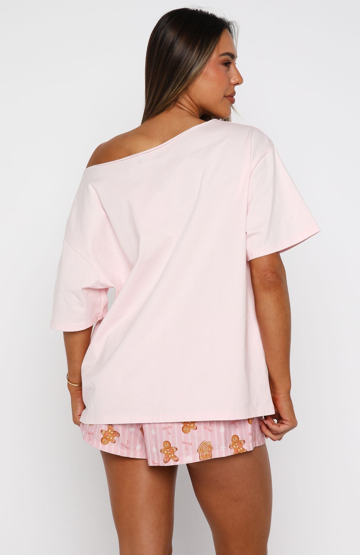 Sweetheart Pyjama Off Shoulder Tee Soft Pink
