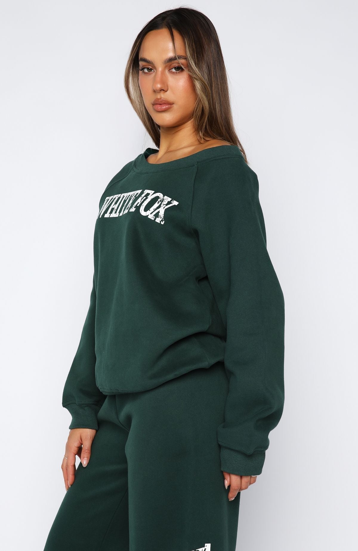 Brand New Start Off Shoulder Sweater Forest Green