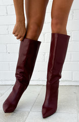 Run Away With Me Knee High Boots Burgundy