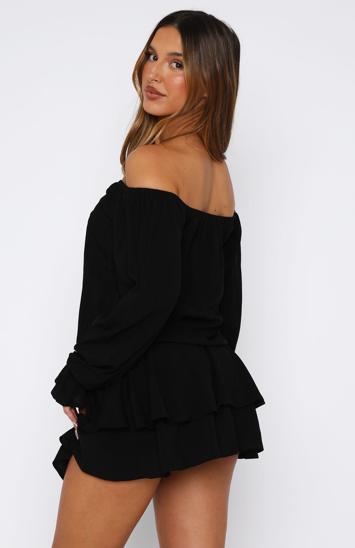 Let Me Long Sleeve Mini Dress Black