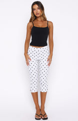 Day For It Capri Pants White/Black Polka Dot
