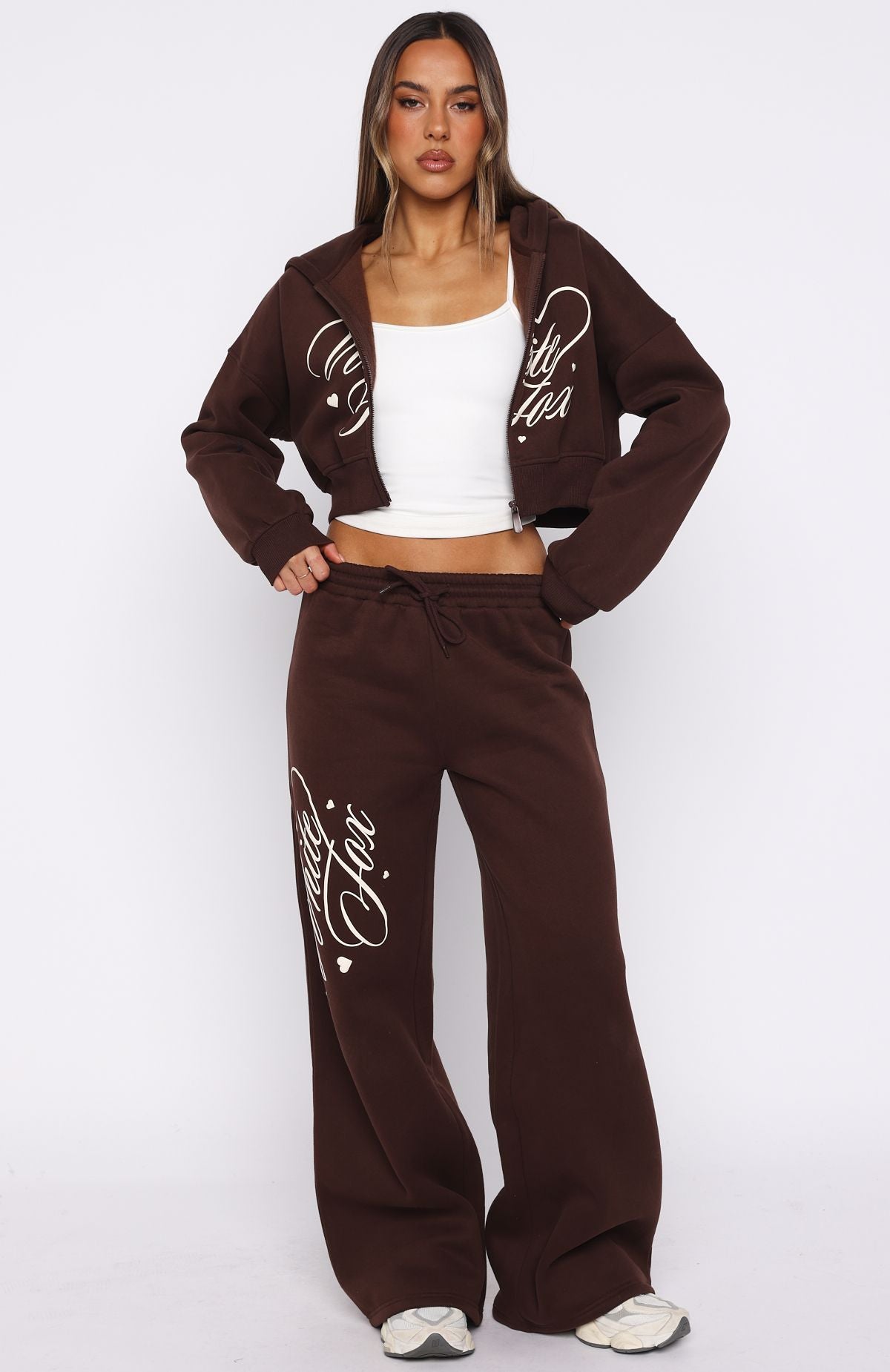 Love You Regardless Wide Leg Sweatpants Chocolate
