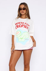 White Fox Tropics Oversized Tee White