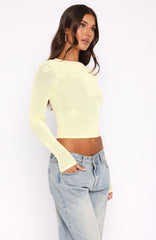 Don't Let Her Go Long Sleeve Knit Top Lemon