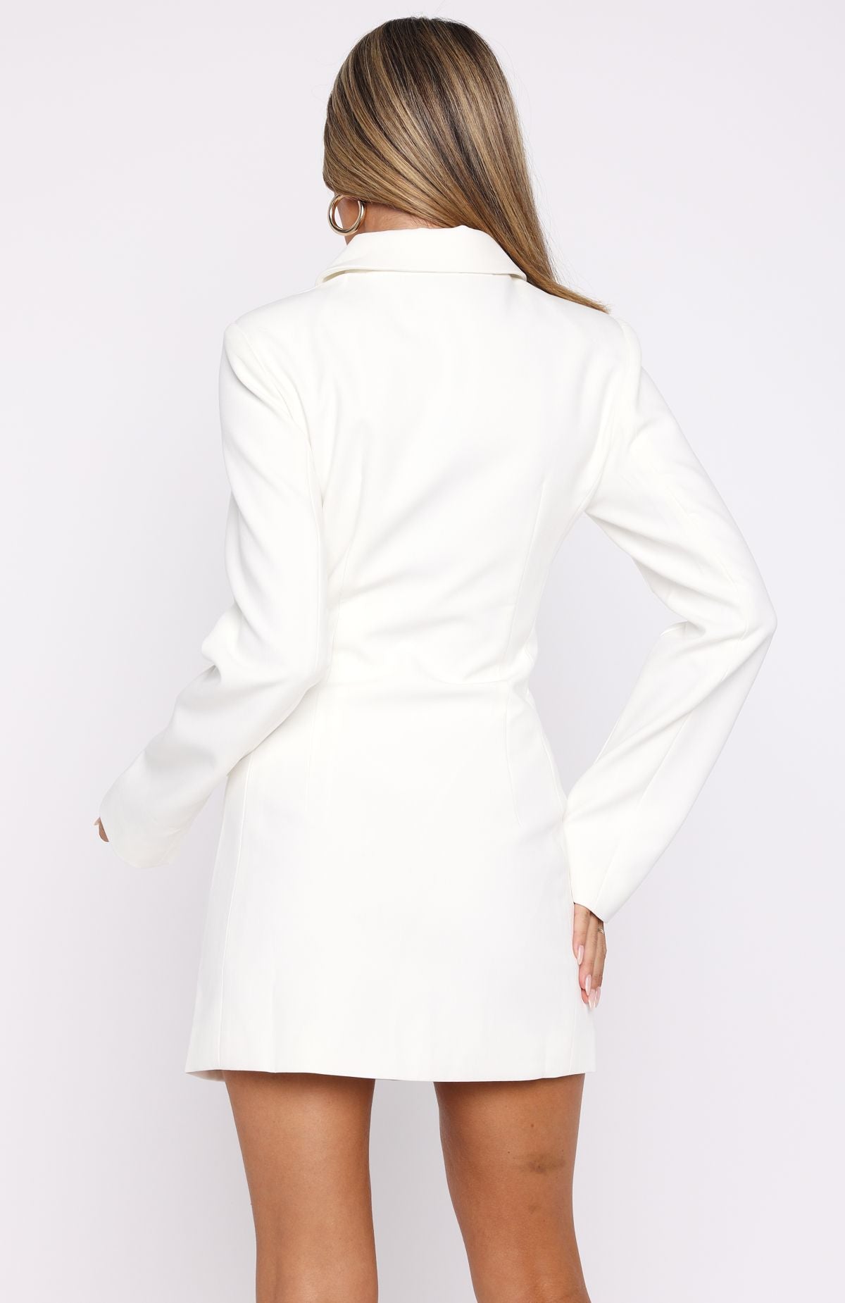 Alpha Femme Long Sleeve Mini Dress White