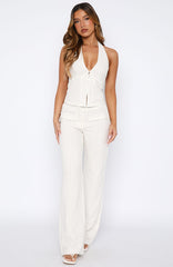 I Don't Compete Straight Leg Pants White