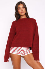 Warm Whispers Knit Sweater Burgundy