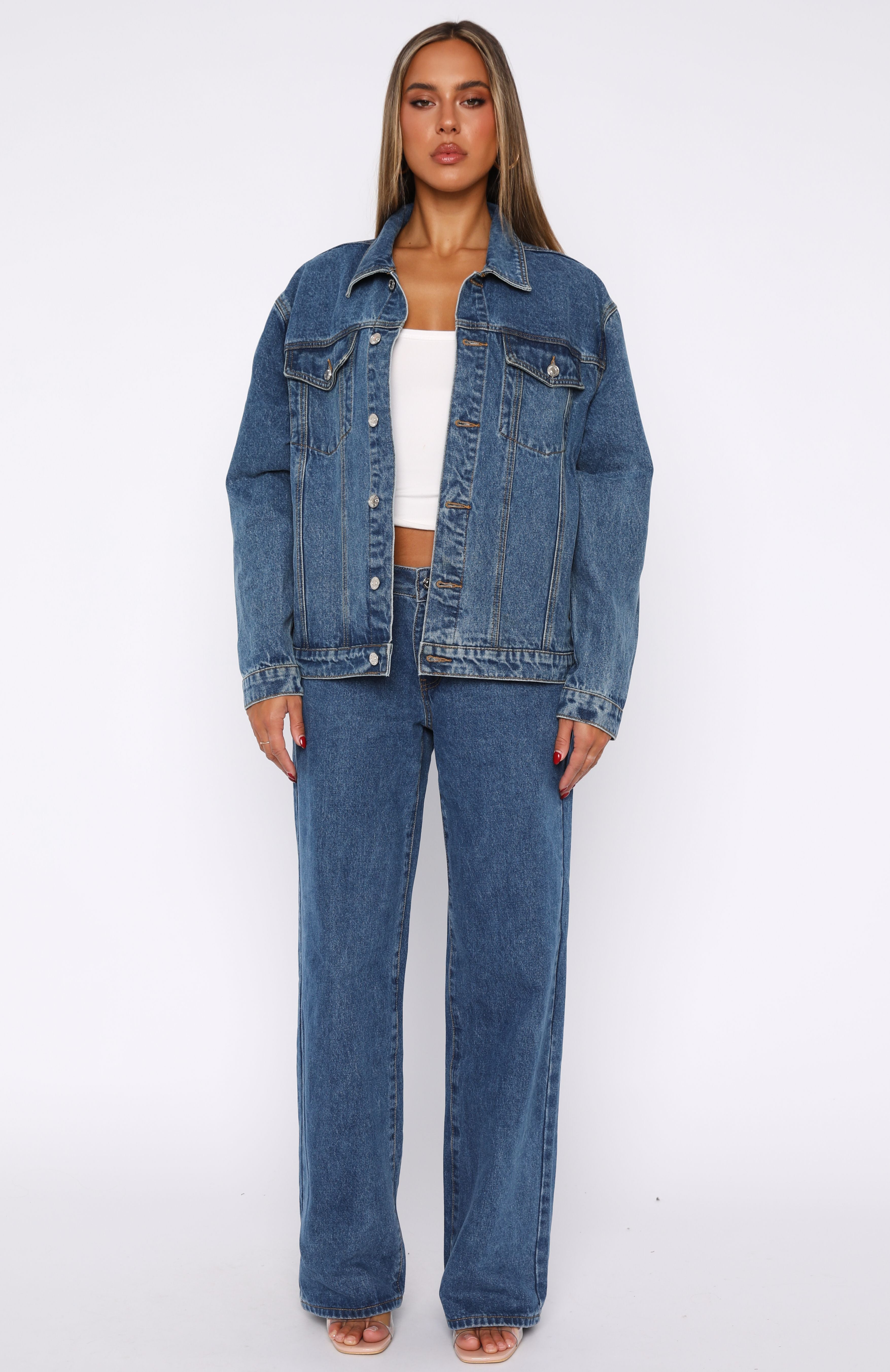 Bring The Style Low Rise Wide Leg Jeans Admiral Blue