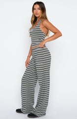 Looking Back Wide Leg Pants Grey Stripe