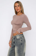 Letters To You Long Sleeve Top Taupe