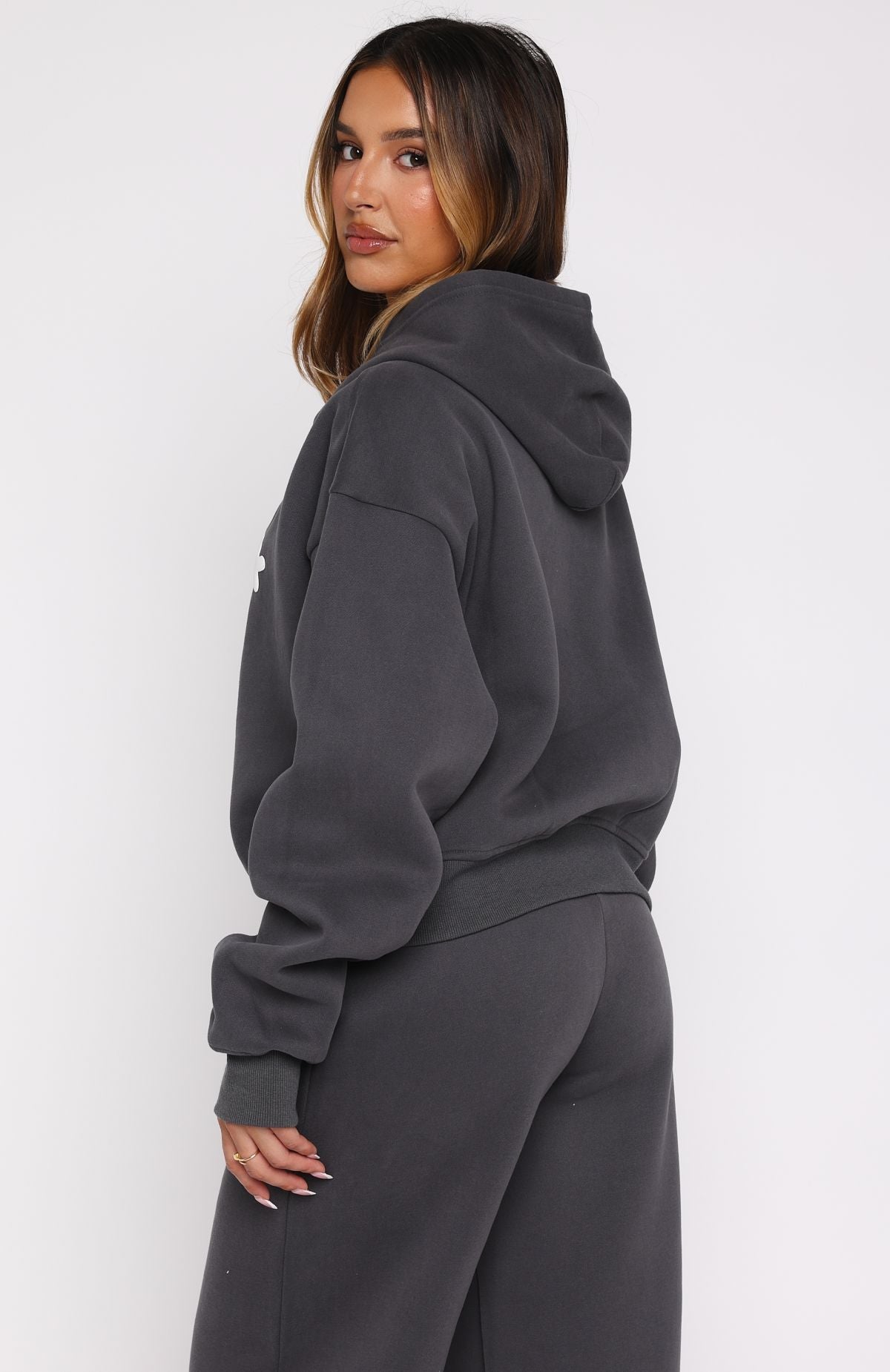 Lucky Thirteen Audrina Boxy Zip Front Hoodie Volcanic