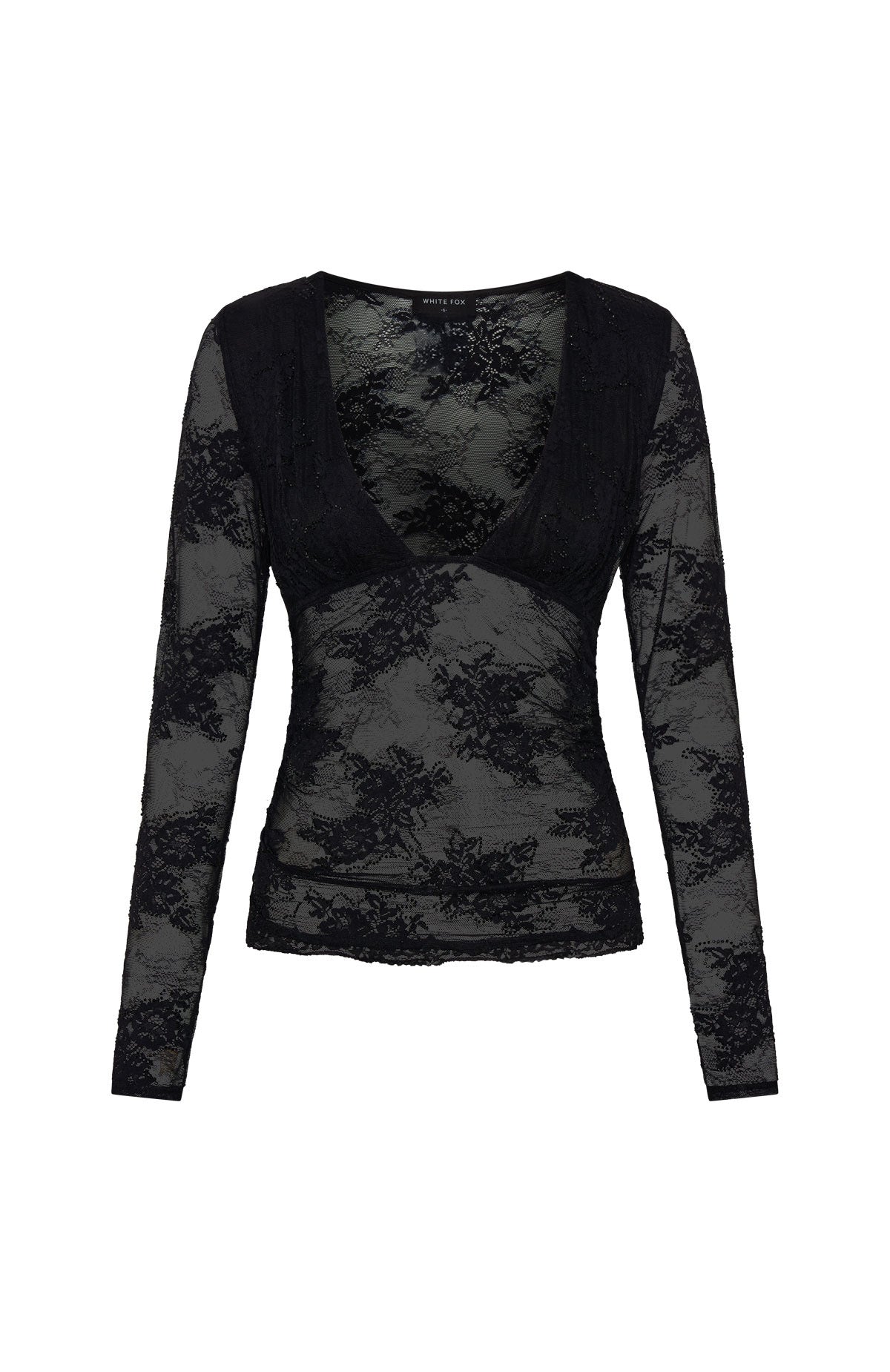 Always Stay Embellished Lace Long Sleeve Top Black