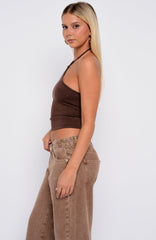 Better Perspective Knit Halter Top Bronze