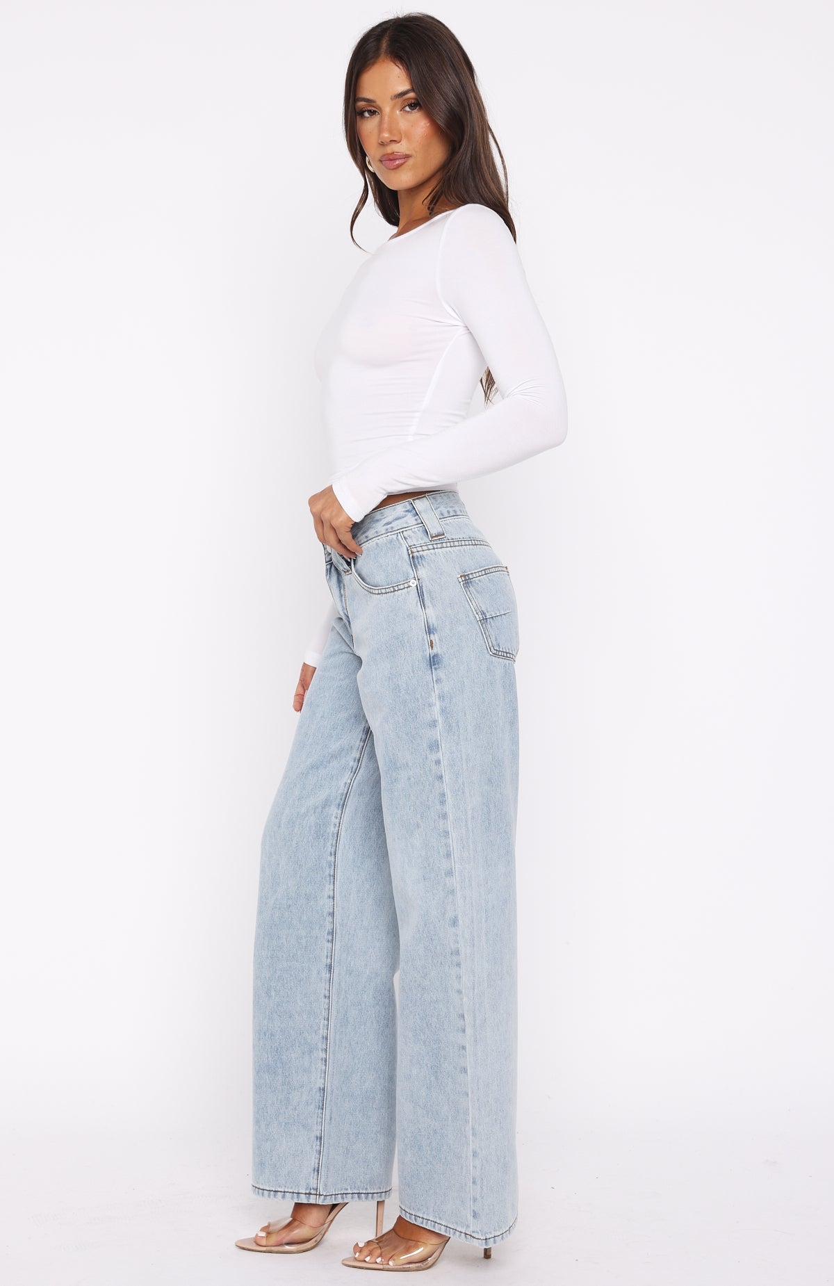 Clarissa Low Rise Wide Leg Jeans Mid Blue