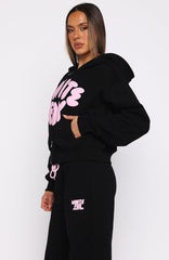 Club 14 Allie Boxy Zip Front Hoodie Black